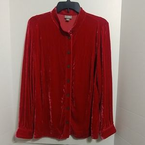 J.Jill crushed red velvet Blouse Size Large